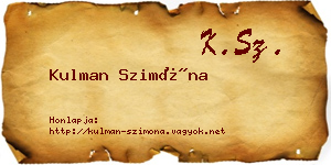 Kulman Szimóna névjegykártya